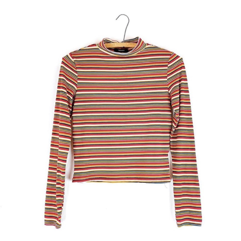 Forever 21 striped long sleeve mock neck